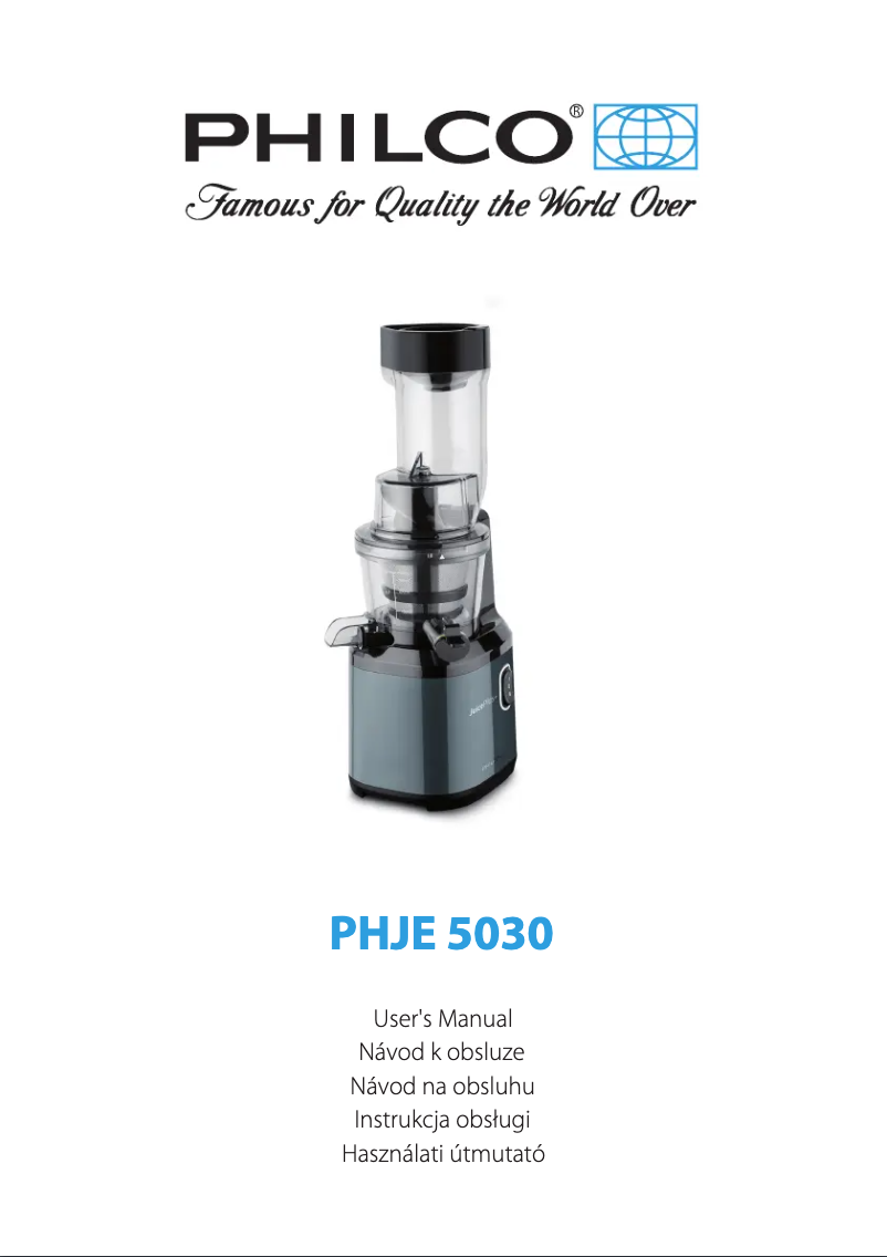 First page image of the manual for PHJE 5030