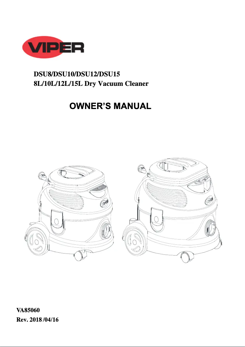 Page 1 of the manual User Manual Nilfisk DSU10