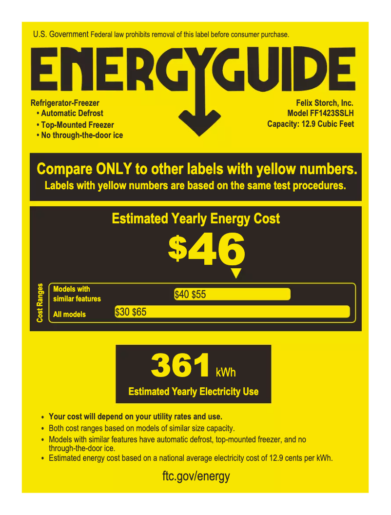 Page 1 of the manual Energy Label Summit FF1423