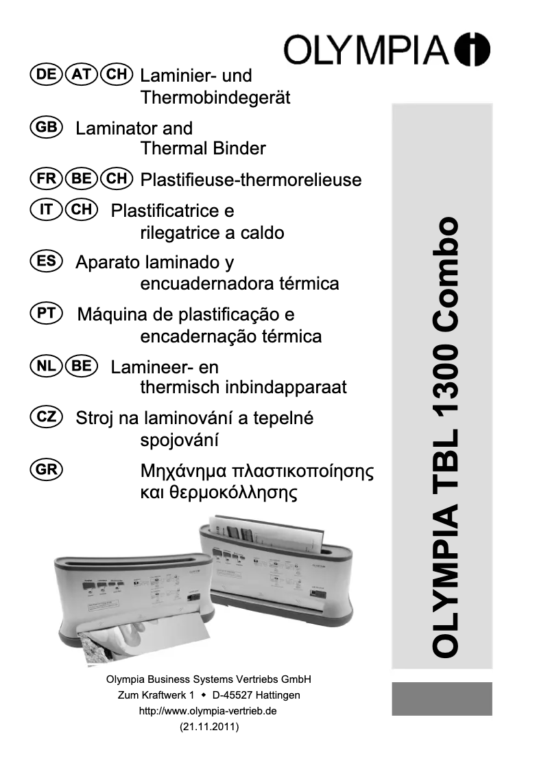 First page image of the manual for TBL 1300
