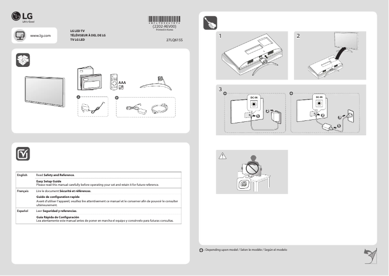 First page image of the manual for 27LQ615S