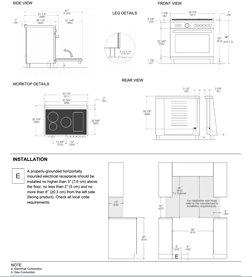 Page 1 of the manual Installation Guide Bertazzoni PRO365ICFEPROT
