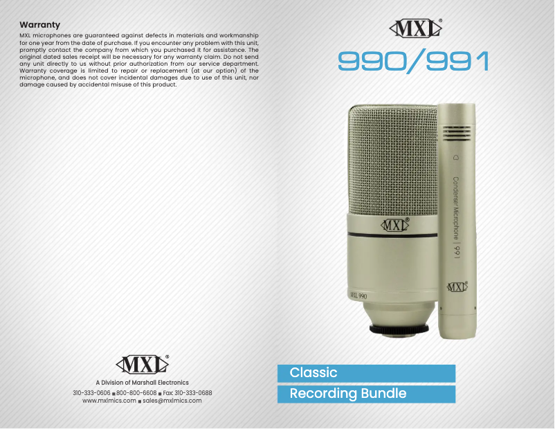 First page image of the manual for 991