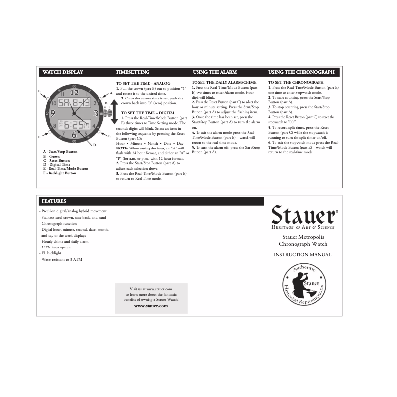 Page 1 of the manual User Manual Stauer 32262