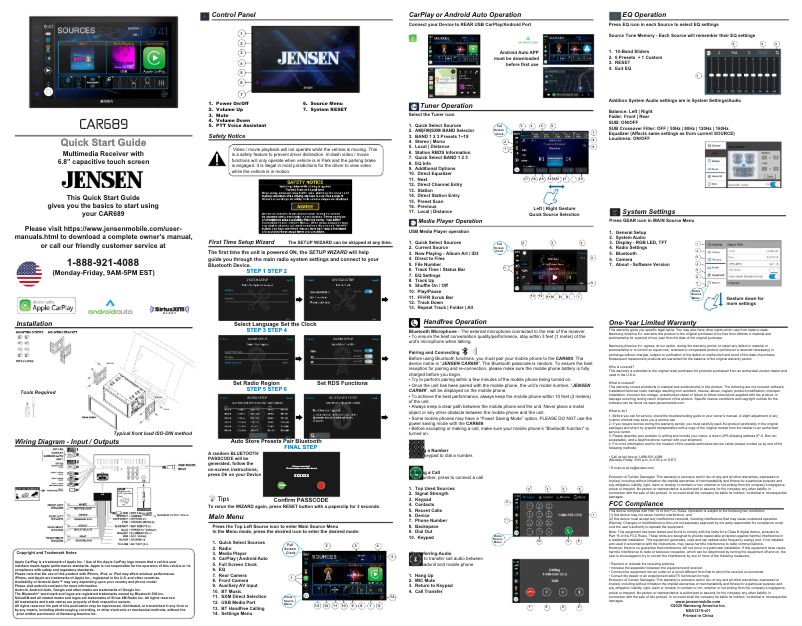 Page 1 of the manual Quick Start Guide Jensen CAR689