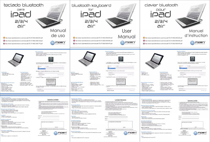 Page 1 de la notice Manuel utilisateur Imperii Electronics TE.07.0004.01