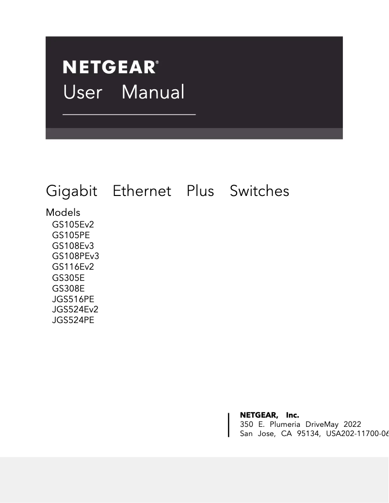 Page 1 of the manual User Manual Netgear ProSafe GS108Ev3