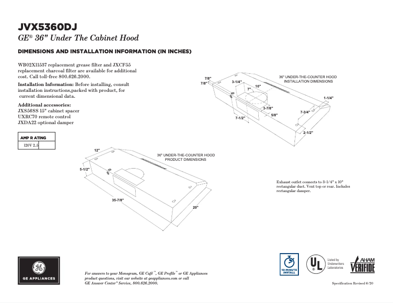 First page image of the manual for JVX5360DJWW