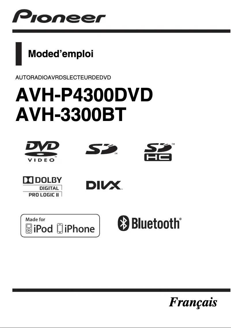 Page 1 of the manual User Manual Pioneer AVH-3300BT