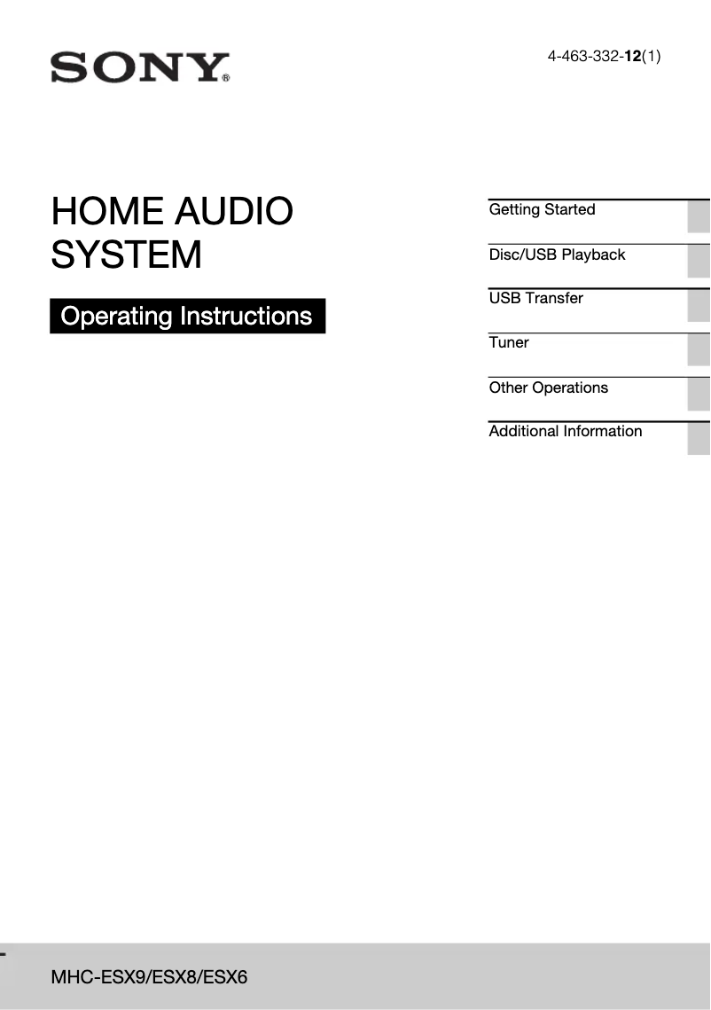 Page 1 of the manual User Manual Sony MHC-ESX6