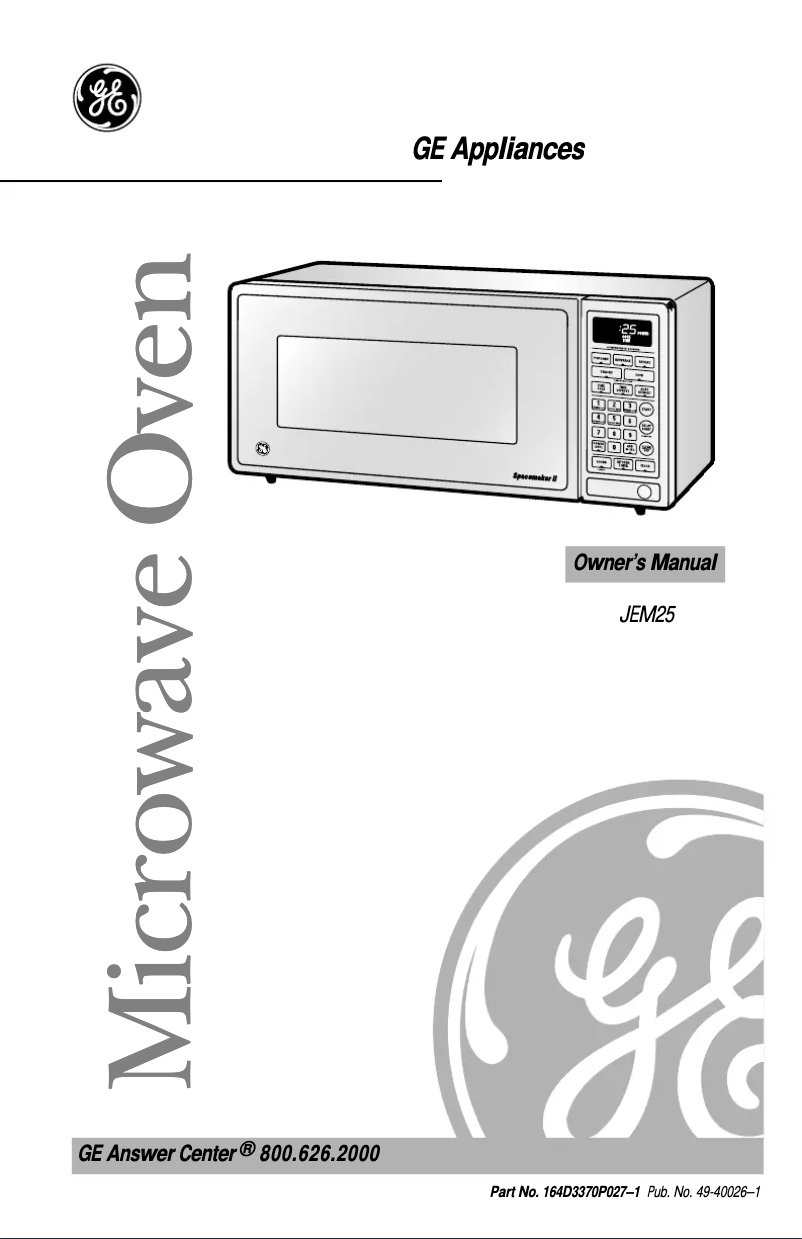 Page 1 of the manual User Manual GE Spacemaker JEM25DMWW