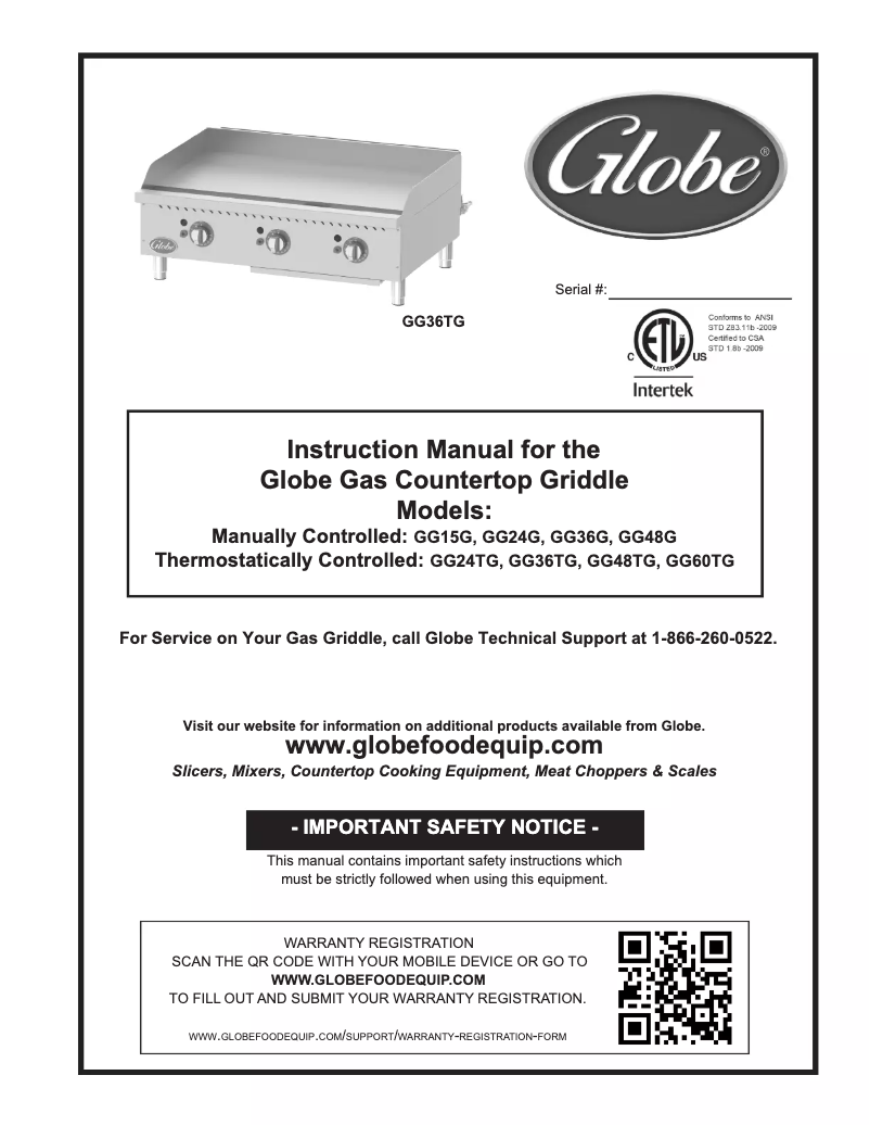 Page 1 of the manual User Manual Globe GG60TG