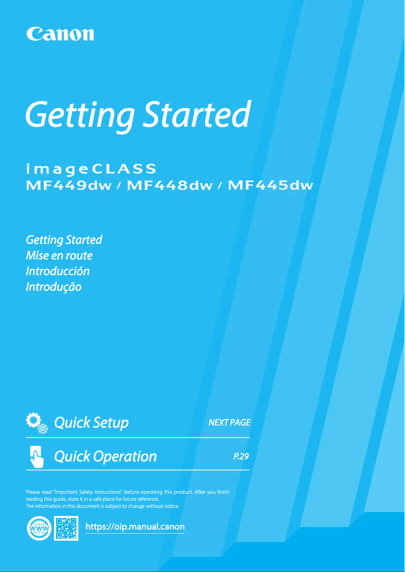 Page 1 of the manual User Manual Canon imageCLASS MF448dw