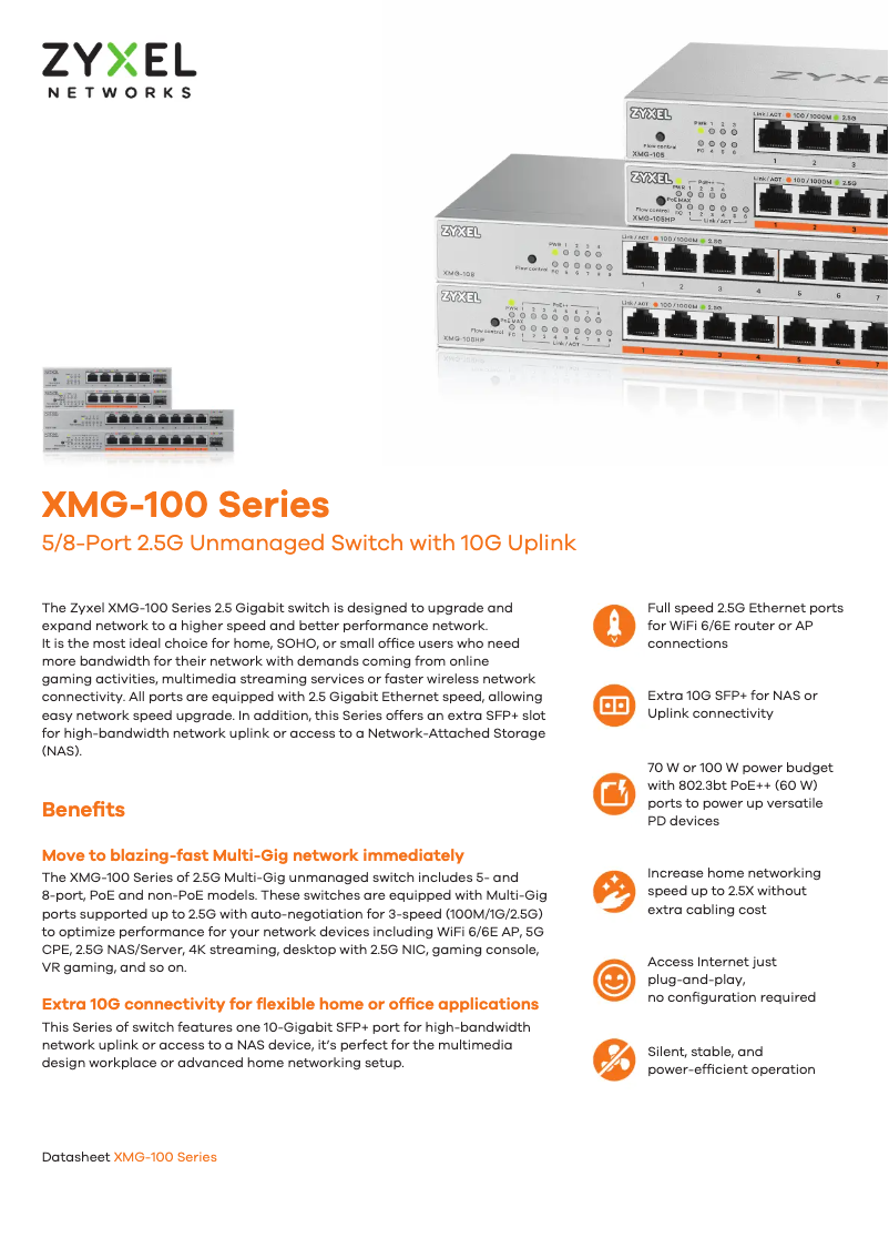 Page 1 of the manual Technical Sheet ZyXEL XMG-105