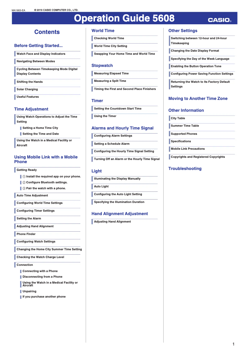 Page 1 of the manual User Manual Casio G-Shock GST-B200B-1AER