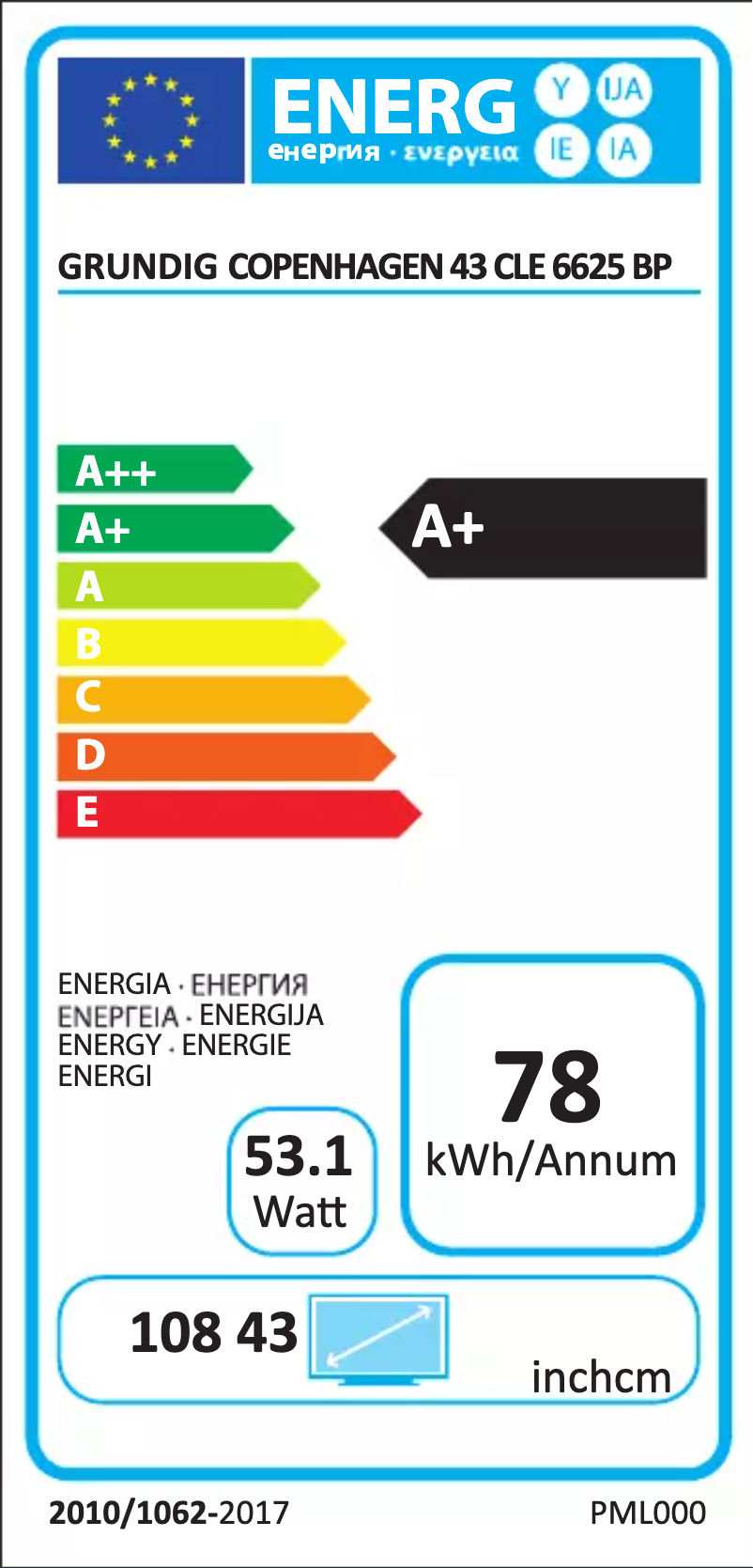 First page image of the manual for Copenhagen 43 CLE 6625 BP