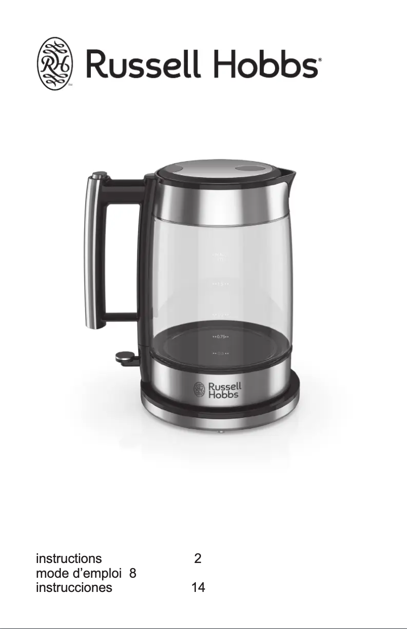 Page 1 de la notice Manuel utilisateur Russell Hobbs Glass Accent KE7900