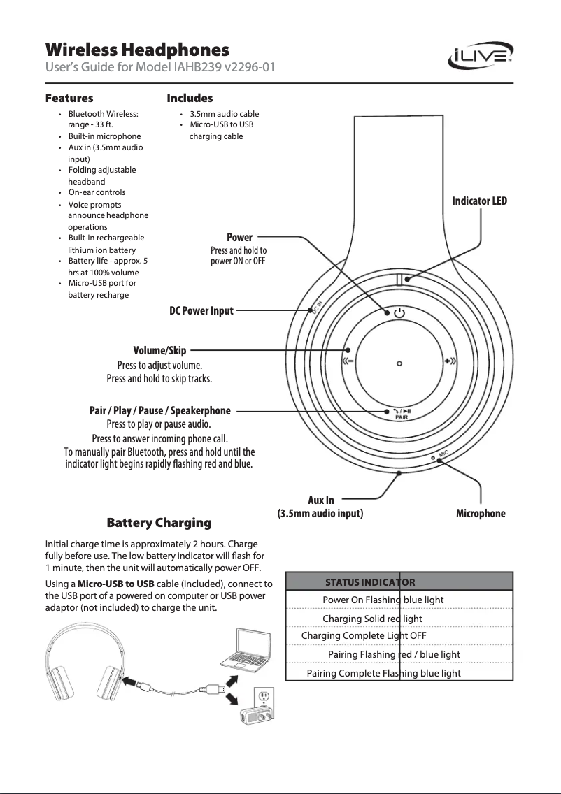 Page 1 of the manual User Manual iLive IAHB239