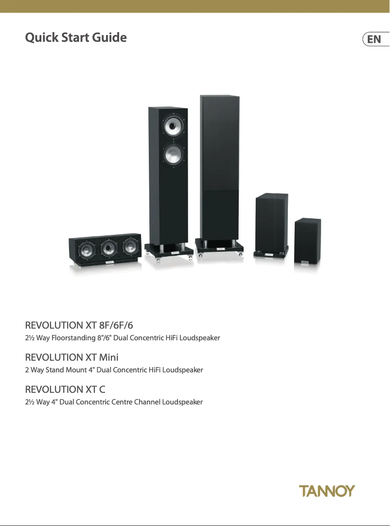 Page 1 of the manual Quick Start Guide Tannoy Revolution XT 8F