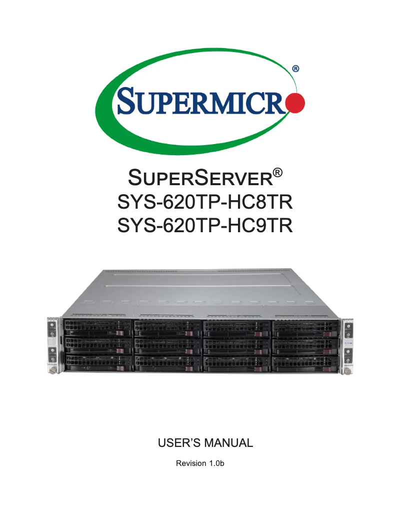 First page image of the manual for SuperServer SYS-620TP-HC8TR