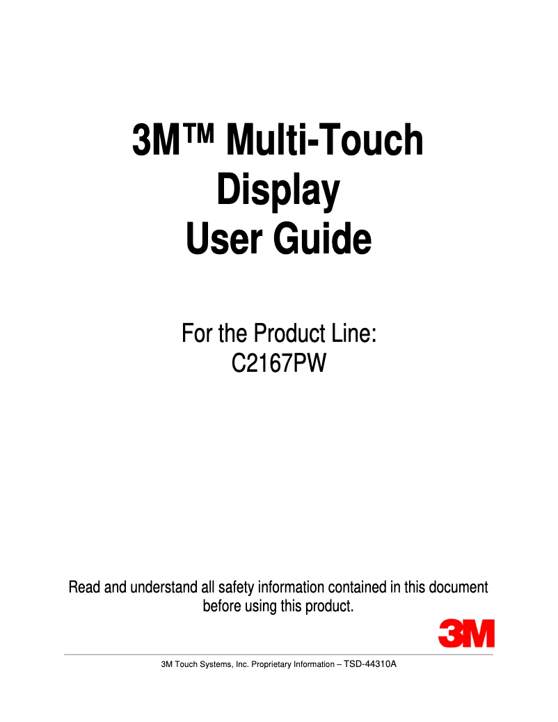 Page 1 of the manual User Manual 3M C2167PW