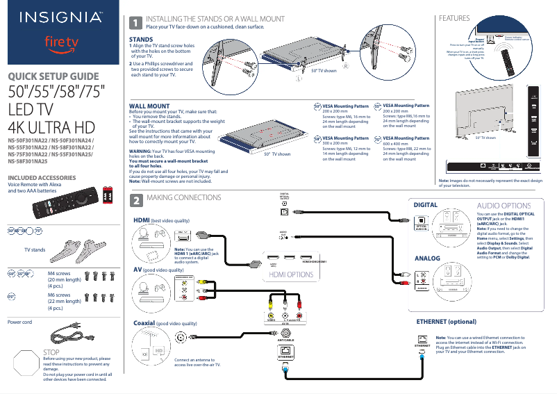 Page 1 of the manual Quick Start Guide Insignia NS-55F301NA25