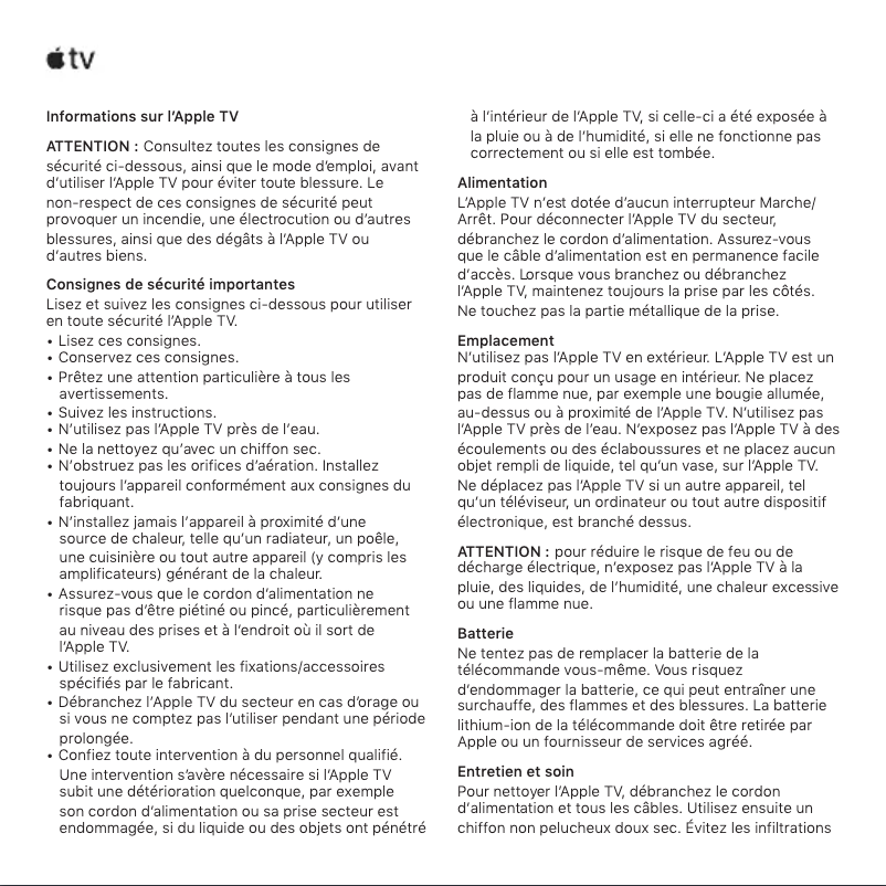 Page 1 of the manual User Manual Apple TV HD