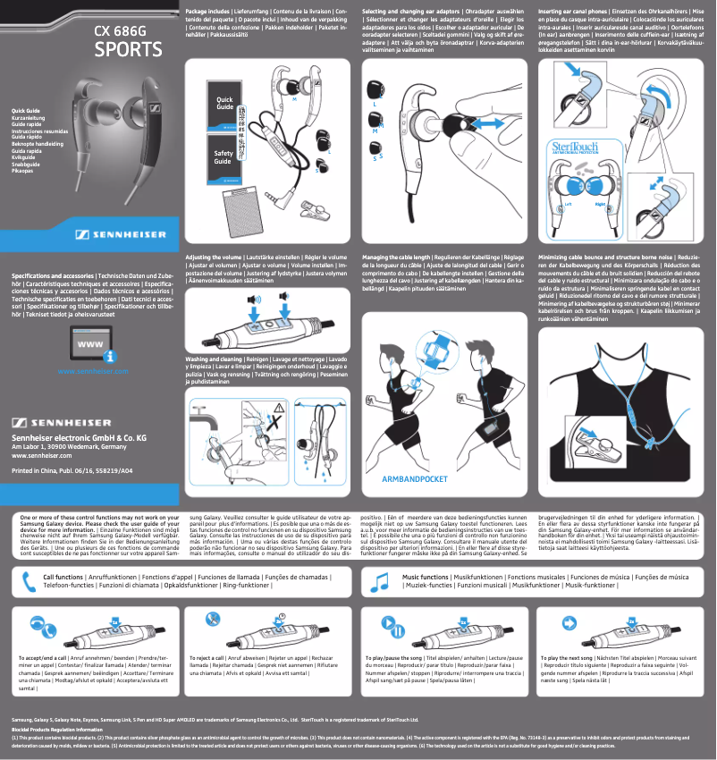 Page 1 of the manual User Manual Sennheiser CX 686G SPORTS