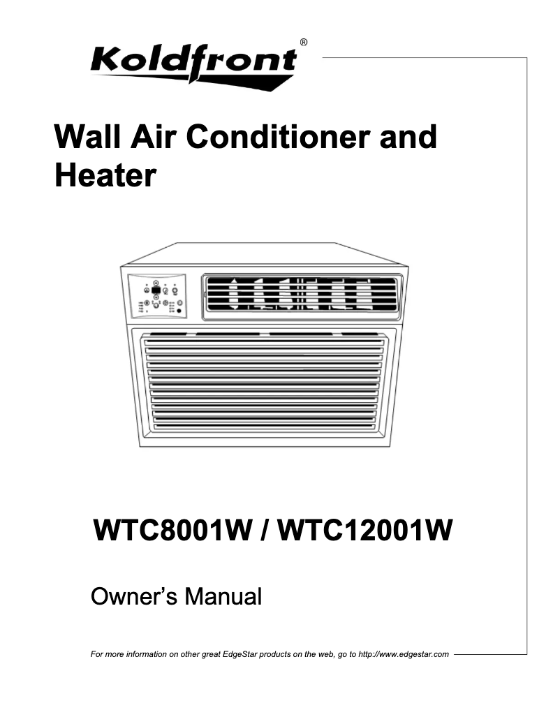 First page image of the manual for WTC8001W