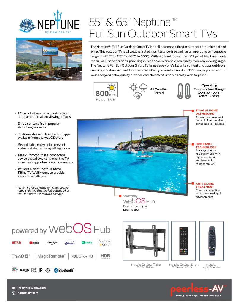 Page 1 of the manual Technical Sheet Peerless-AV Neptune NT654