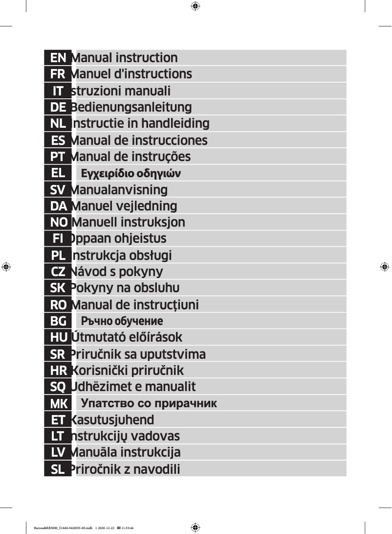First page image of the manual for RL4353RBASL