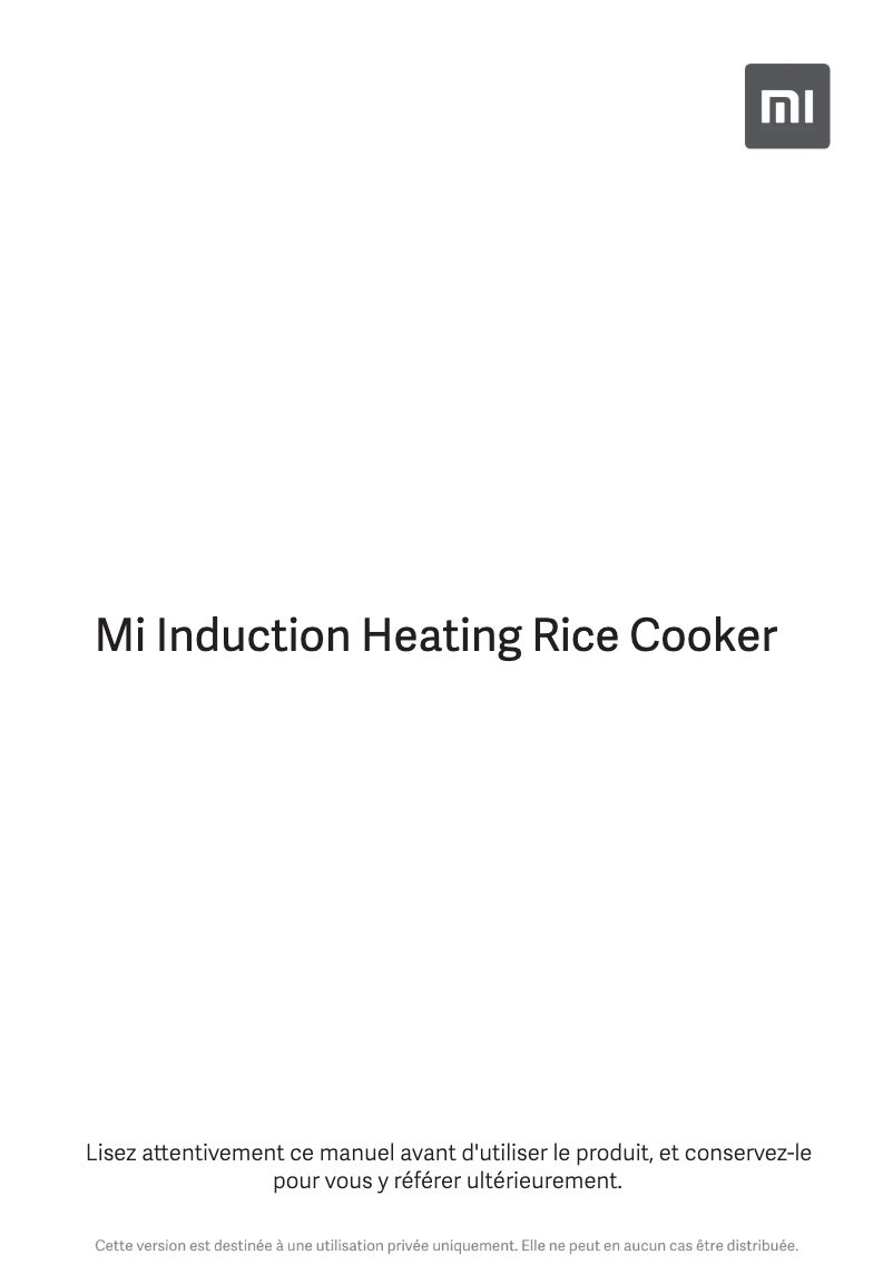 First page image of the manual for Mi Induction Heating Rice Cooker