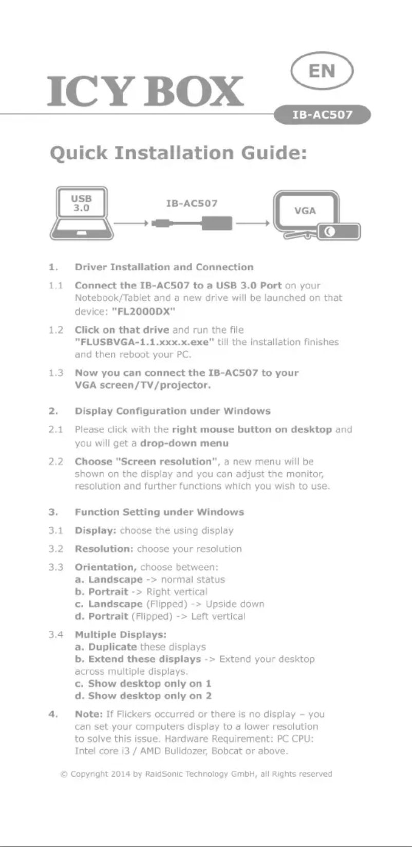 First page image of the manual for IB-AC507