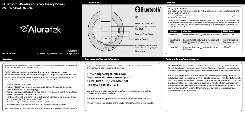 Page 1 of the manual Instruction Manual Aluratek ABH01F