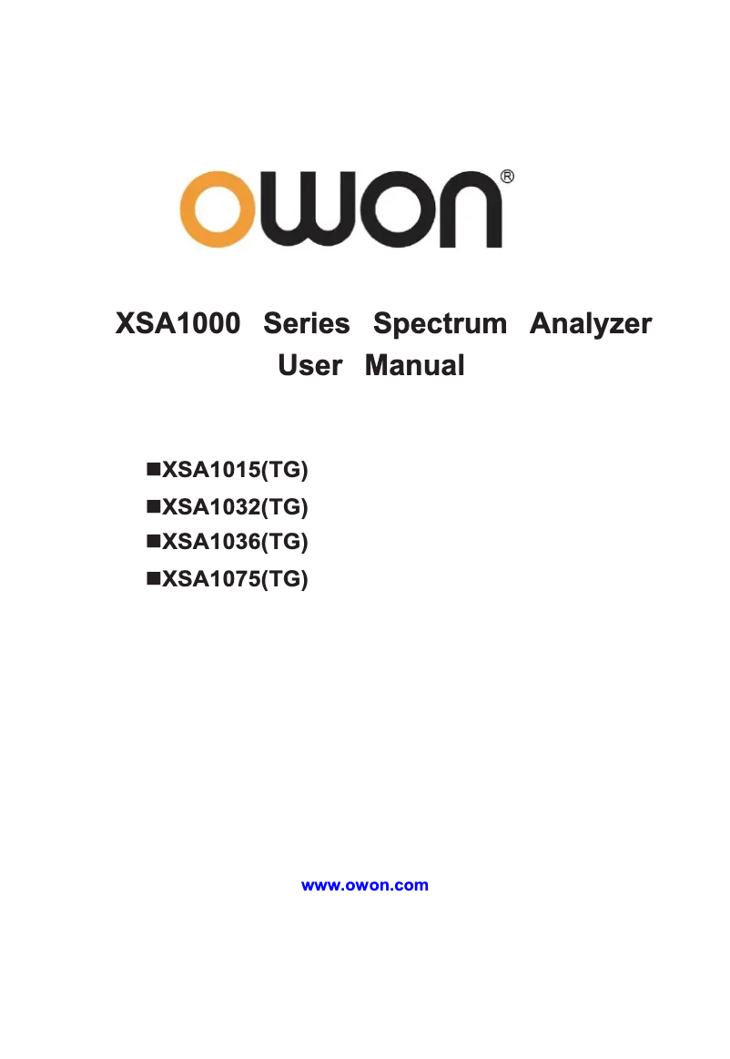 First page image of the manual for XSA1000TG