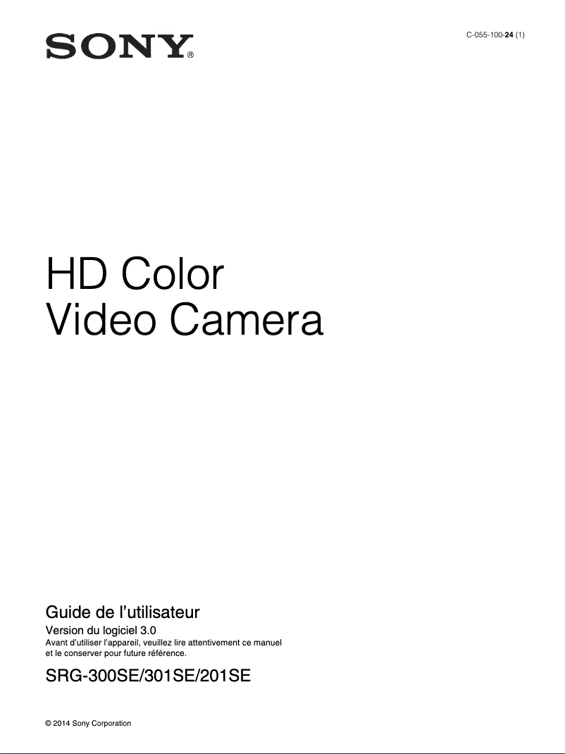Page 1 of the manual User Manual Sony SRG-301SE