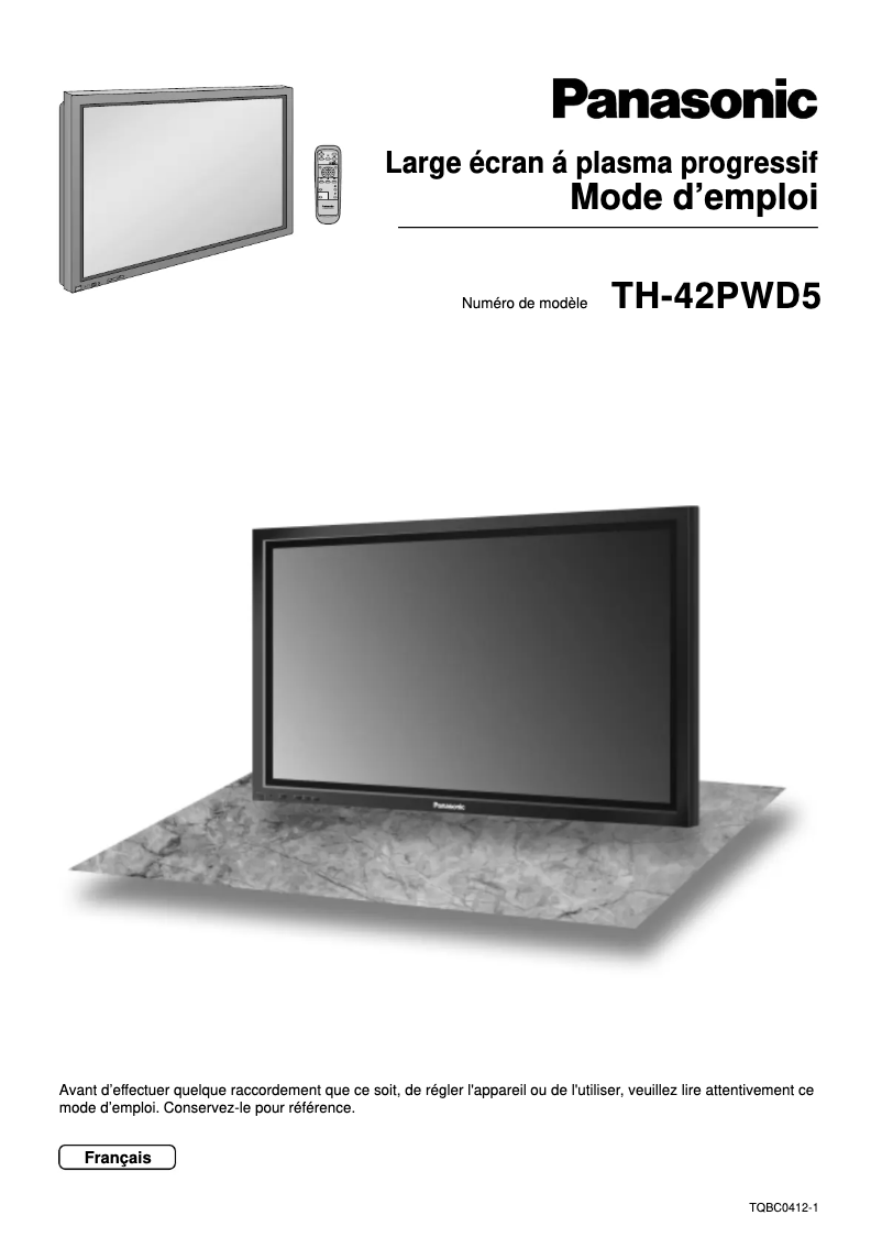 First page image of the manual for TH-42PWD5EX