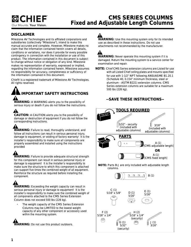 First page image of the manual for CHCMS0406