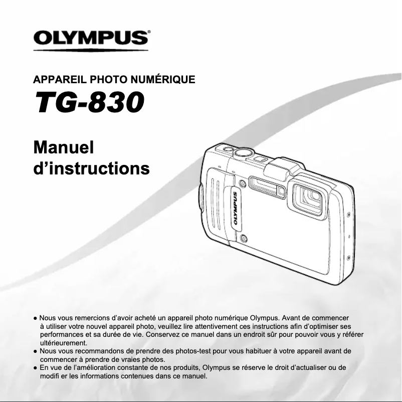 Page 1 of the manual User Manual Olympus Tough TG-830