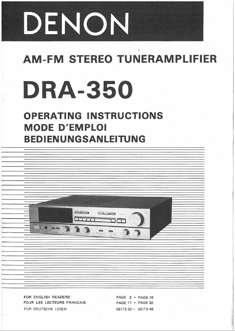 First page image of the manual for DRA-350