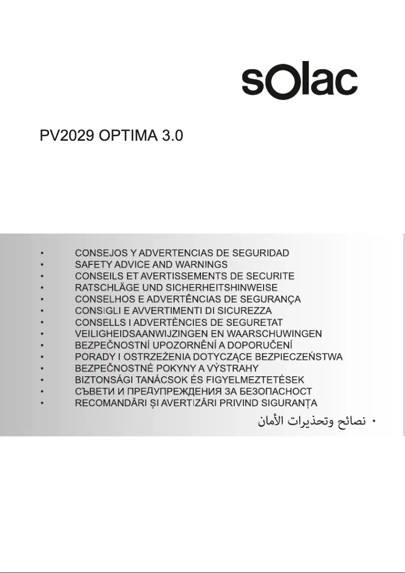 Page 1 of the manual Safety Instructions Solac Optima Extrem Ceramic PV2028