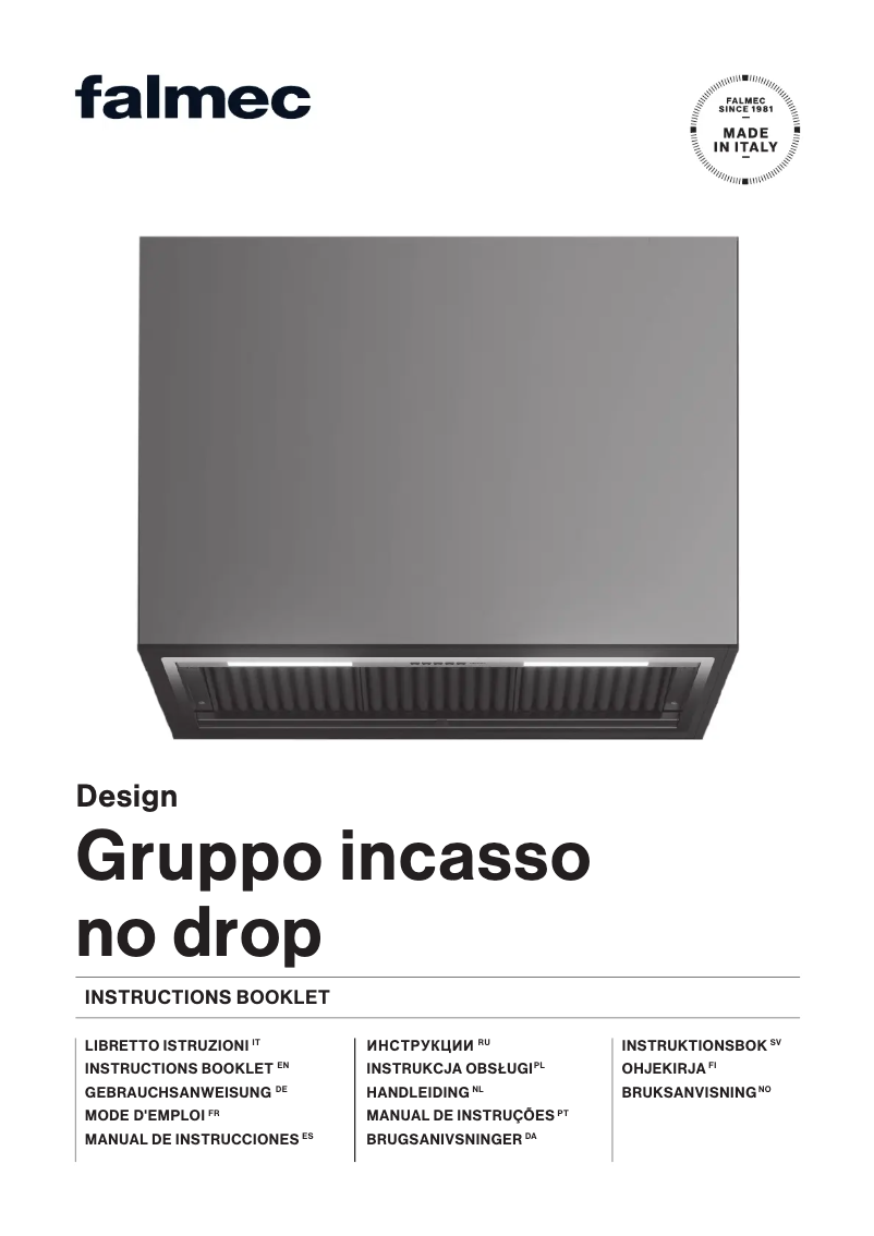 First page image of the manual for Gruppo Incasso Plus No-Drop