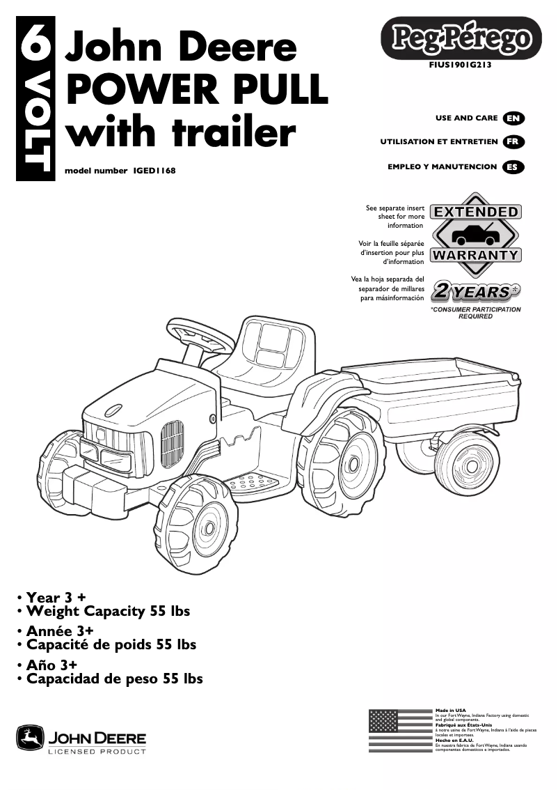 Page 1 of the manual User Manual Peg Perego John Deere Power Pull