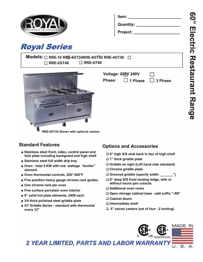 Page 1 of the manual User Manual Royal Range RRE-6GT24