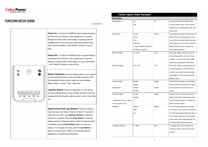 Page 1 of the manual Installation Guide CyberPower PR750LCD
