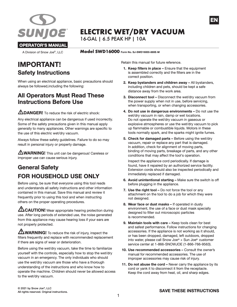 First page image of the manual for SWD16000