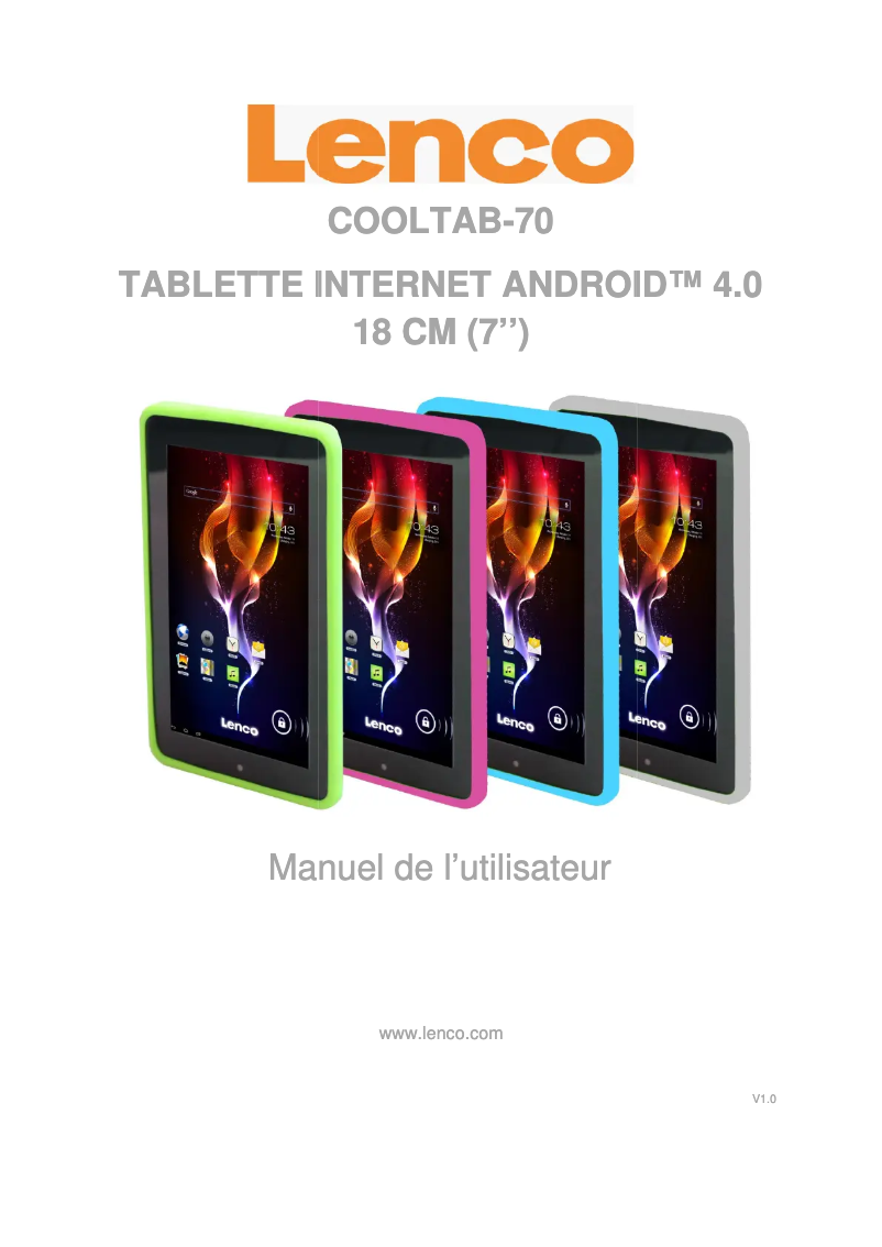 Image de la première page du manuel de l'appareil Cooltab-72