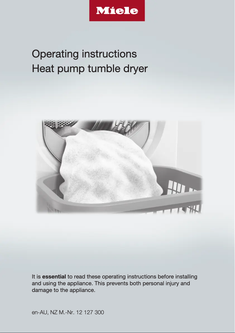 Page 1 of the manual User Manual Miele TWV 780 WP