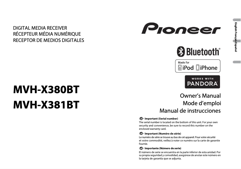 First page image of the manual for MVH-X381BT