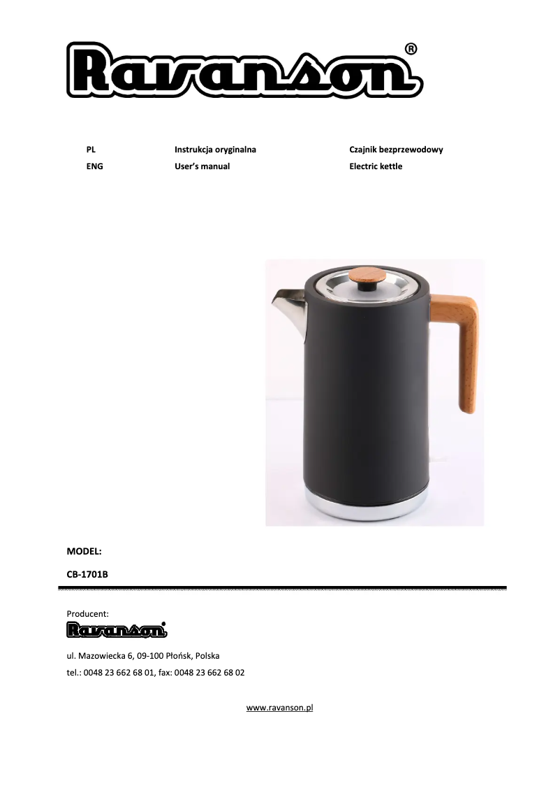 First page image of the manual for CB-1701B